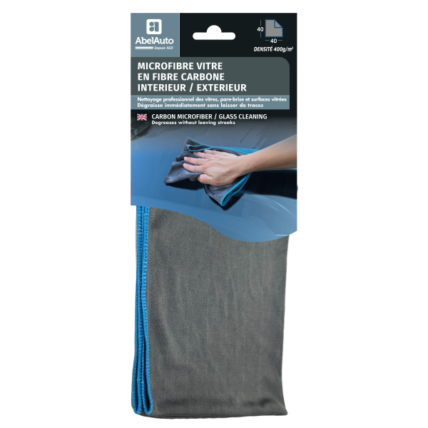 MICROFIBRE  VITRE FIBRE DE CARBONE 40X40 BLEU