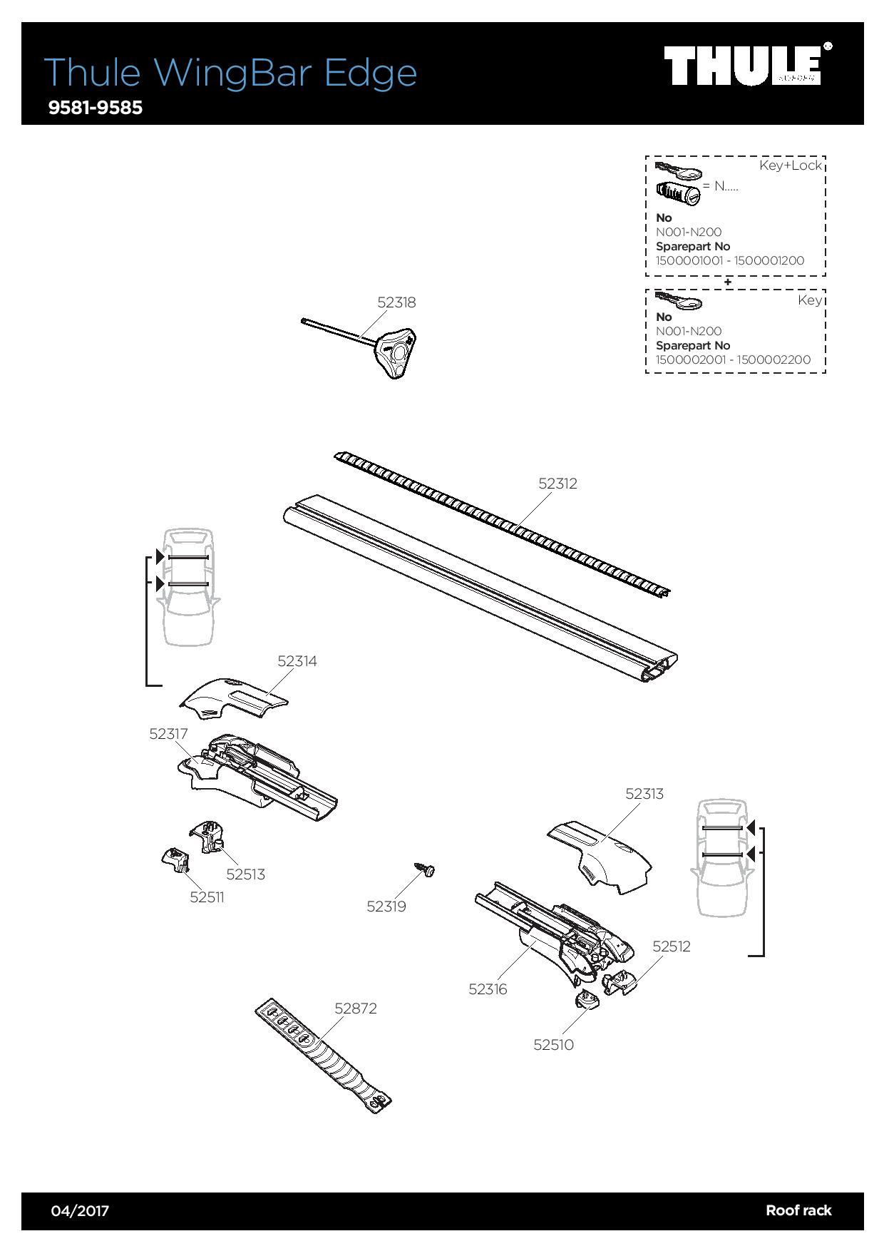 Barres de toit Volkswagen Tiguan (2007-) Thule WingBar Edge aluminium