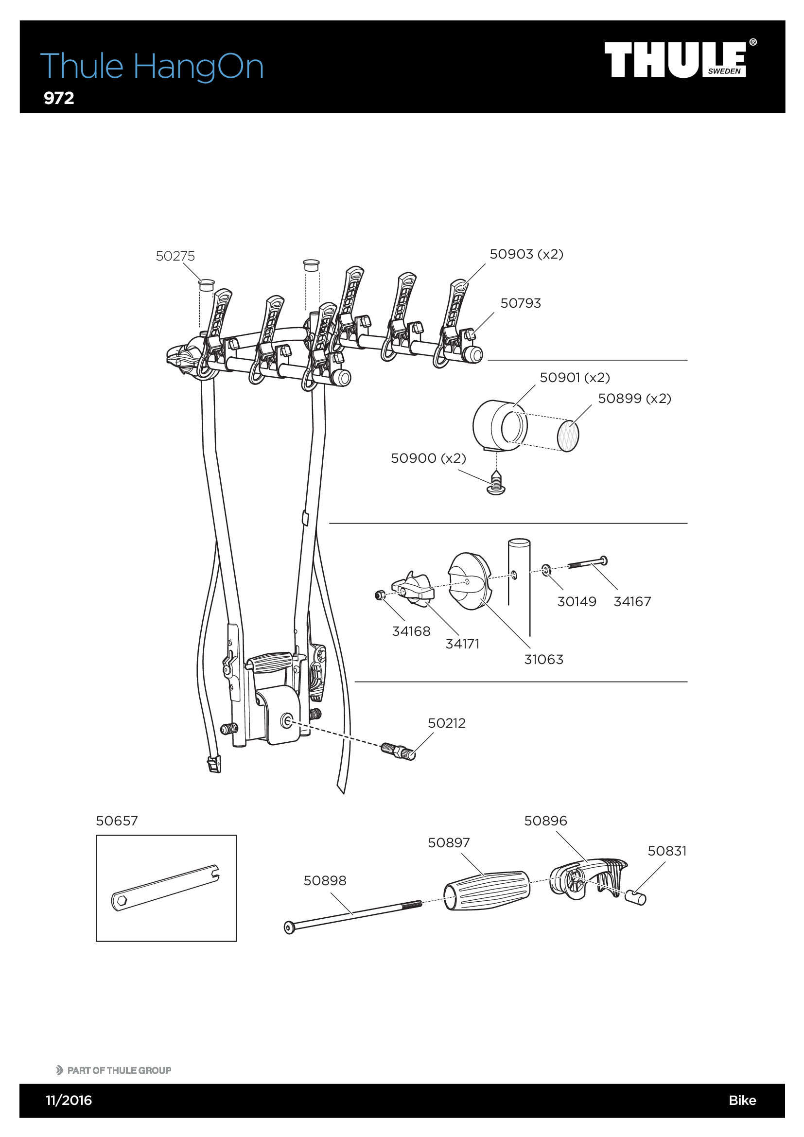 THULE Porte-Vélo HANG-ON Basculant 3 Vélos pour Boule Attelage (Basculable)  Réf 972